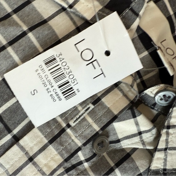 Ann Taylor Loft Women’s Shirt Small Plaid Black White  NEW 933 - Picture 2 of 4